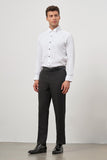 White Long Sleeve Self-Patterned Armured Ata Collar Pocketless Cotton Ceremony Slim Fit Shirt 1004240331