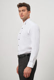 White Long Sleeve Self-Patterned Armured Ata Collar Pocketless Cotton Ceremony Slim Fit Shirt 1004240331