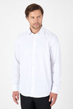 Long Sleeve Stiff Collar Pocketless Comfort Fit Cotton Shirt 1004250914