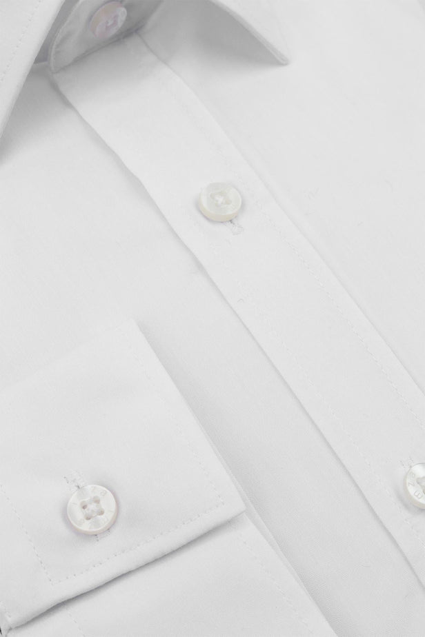 Long Sleeve Hard Collar Pocketless Slim Fit Shirt 1004240057