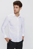Long Sleeve Hard Collar Pocketless Slim Fit Shirt 1004240057