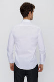 Long Sleeve Hard Collar Pocketless Slim Fit Shirt 1004240057