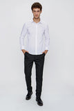 Long Sleeve Hard Collar Pocketless Slim Fit Shirt 1004240057