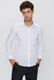 Long Sleeve Hard Collar Pocketless Slim Fit Shirt 1004240057