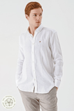 White Long Sleeve Pocketless Linen Comfort Fit Shirt 1004240186