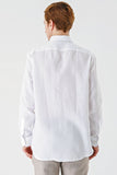 White Long Sleeve Pocketless Linen Comfort Fit Shirt 1004240186