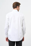 White Long Sleeve Hard Collar Pocket Comfort Fit Cotton Shirt 1004240323
