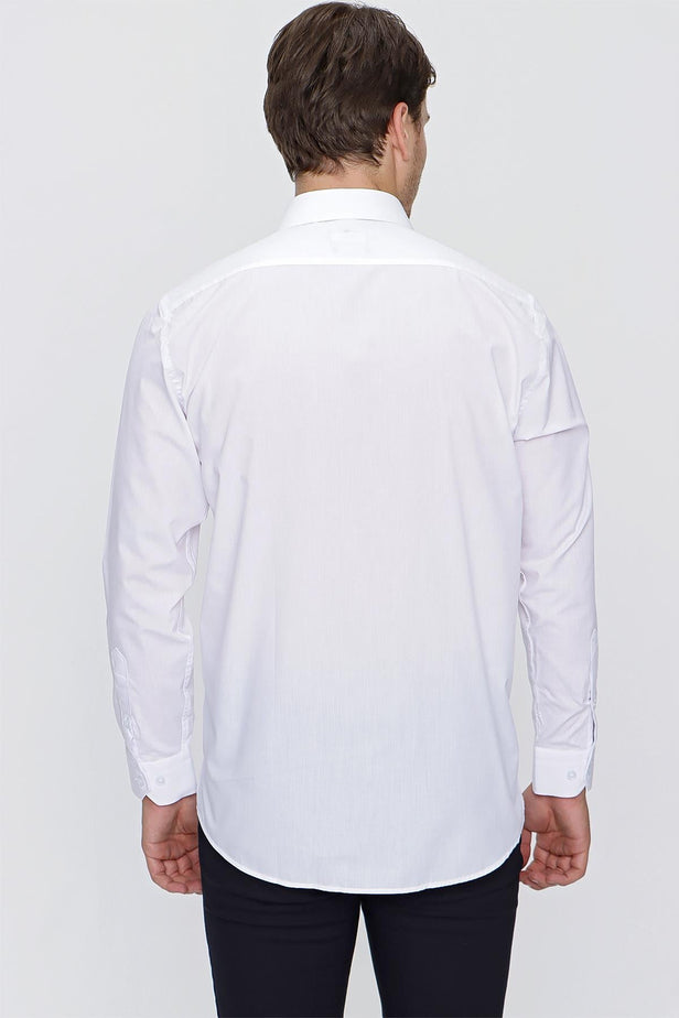 Long Sleeve Hard Collar Pocket Comfort Fit Shirt 1004240051