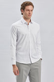 Long Sleeve Hard Collar Pocketless Slim Fit Stretch Shirt 1004240234