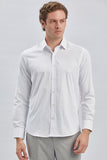 Long Sleeve Hard Collar Pocketless Slim Fit Stretch Shirt 1004240234