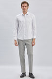Long Sleeve Hard Collar Pocketless Slim Fit Stretch Shirt 1004240234