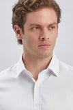 Long Sleeve Hard Collar Pocketless Slim Fit Stretch Shirt 1004240234