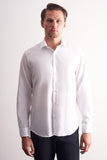 Half Italian Collar Self-Patterned Long Sleeve Premium Slim Fit 100% Cotton Shirt 1004255192