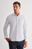 Half Italian Collar Long Sleeve Pocketless Slim Fit Classic Shirt 1004255162