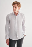 Long Sleeve Plain Weave Stand Collar Cotton Casual Slim Fit Shirt 1004240903