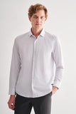 Half Italian Collar Long Sleeve Pocketless Slim Fit Classic Shirt 1004255162