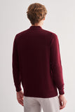 Zippered Stand Collar Long Sleeve Pocketless Comfort Fit Cotton Knitwear 1012255201