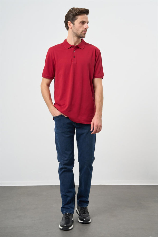 Short Sleeve Plain Pique Polo Collar Slim Fit Cotton Stretch T-Shirt 1011240900