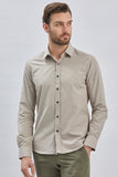 Long Sleeve Hard Collar Pocketless Slim Fit Shirt 1004240230