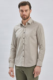 Long Sleeve Hard Collar Pocketless Slim Fit Shirt 1004240230