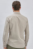 Long Sleeve Hard Collar Pocketless Slim Fit Shirt 1004240230