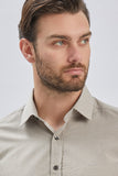 Long Sleeve Hard Collar Pocketless Slim Fit Shirt 1004240230