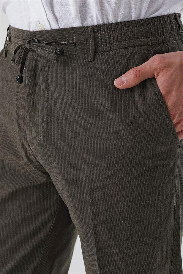 Green Side Pocket Corduroy Slim Fit Chino Trousers 1003230103