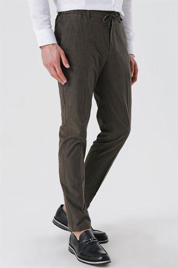 Green Side Pocket Corduroy Slim Fit Chino Trousers 1003230103