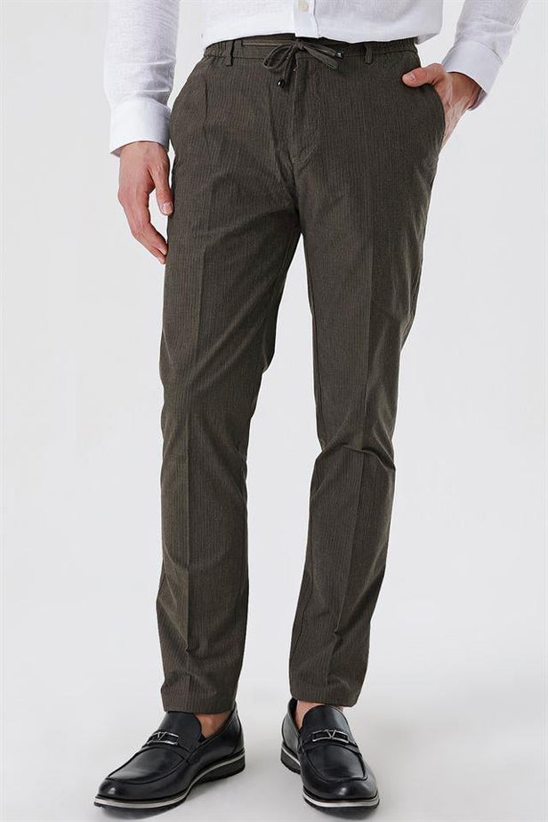 Green Side Pocket Corduroy Slim Fit Chino Trousers 1003230103