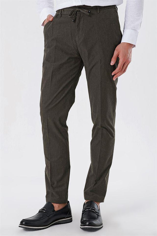 Green Side Pocket Corduroy Slim Fit Chino Trousers 1003230103