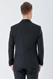 Black Striped Removable Shawl Lapel Suit with Vest Slim Fit Tuxedo 1001230212