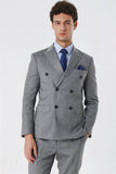 Striped Double-Breasted Linen Blend Slim Fit Suit 1001230162