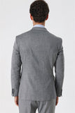 Striped Double-Breasted Linen Blend Slim Fit Suit 1001230162