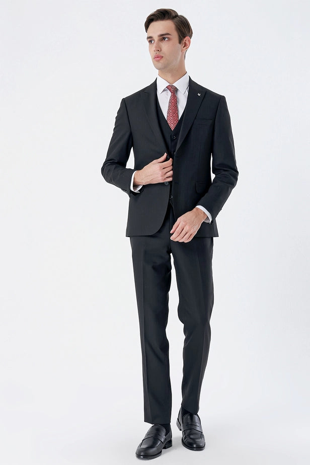 IMZA Men's Striped Peak Lapel Slim Fit 3-Piece Classic Suit – 1001235161