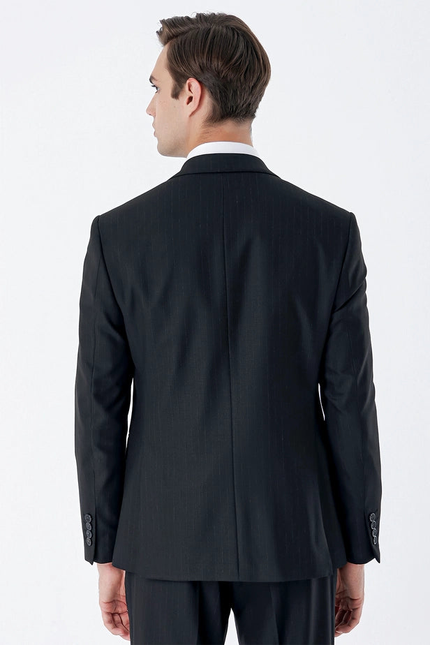 IMZA Men's Striped Peak Lapel Slim Fit 3-Piece Classic Suit – 1001235161