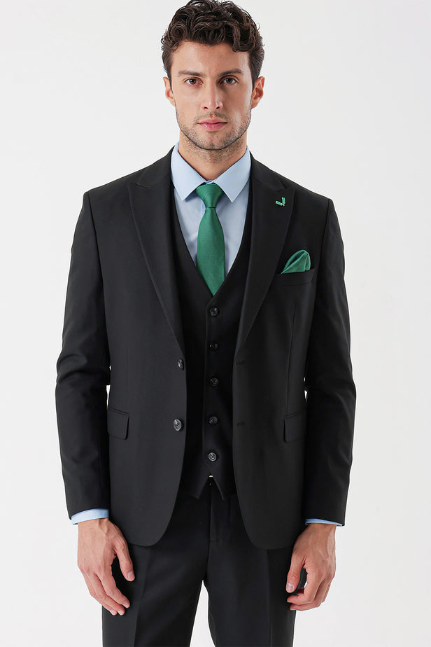 IMZA Men's Peak Lapel Slim Fit 3-Piece Classic Suit – 1001235156