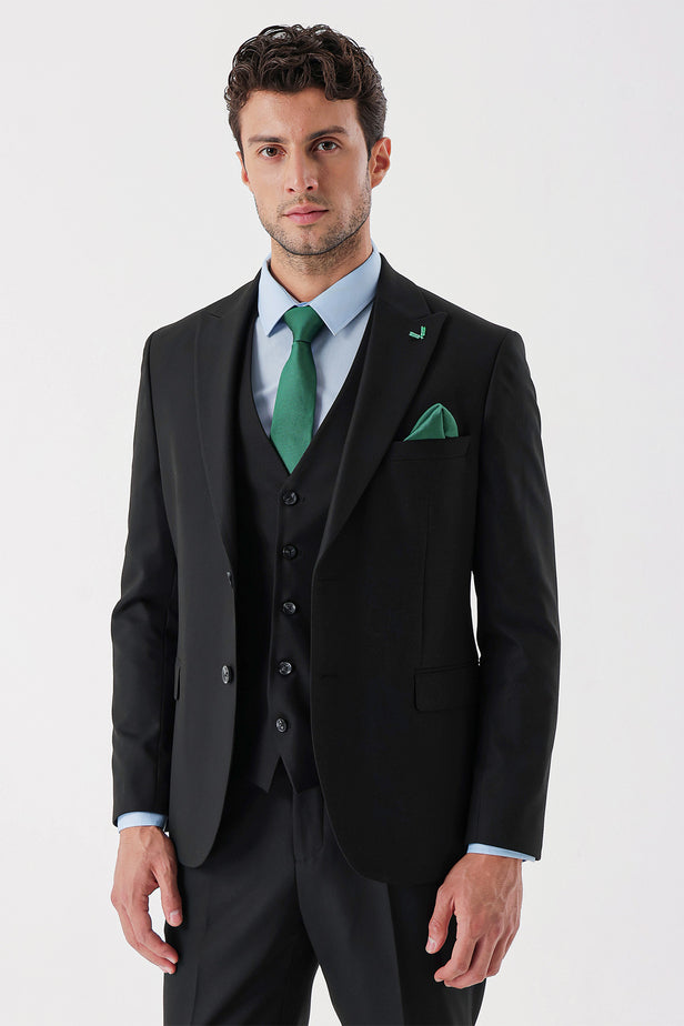 IMZA Men's Peak Lapel Slim Fit 3-Piece Classic Suit – 1001235156