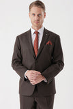 Brown Self-Patterned Armured Notch Lapel 4 Drop Comfort Fit Classic Suit 1001235150