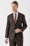Brown Self-Patterned Armured Notch Lapel 4 Drop Comfort Fit Classic Suit 1001235150