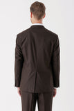 Brown Self-Patterned Armured Notch Lapel 4 Drop Comfort Fit Classic Suit 1001235150