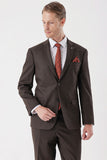 Brown Self-Patterned Armured Notch Lapel 4 Drop Comfort Fit Classic Suit 1001235150