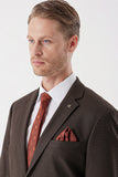 Brown Self-Patterned Armured Notch Lapel 4 Drop Comfort Fit Classic Suit 1001235150