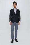 Navy Self-Patterned Armured Notch Lapel Full-Lined 6 Drop Comfort Fit Blazer 1002225170