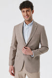 Mink Brown Patterned Notch Lapel Lined 6 Drop Comfort Fit Classic Blazer 1002230164