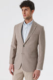 Mink Brown Patterned Notch Lapel Lined 6 Drop Comfort Fit Classic Blazer 1002230164
