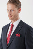 Navy Self-Patterned Notch Lapel Stretch 6 Drop Comfort Fit Classic Suit 1001235153