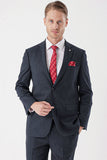 Navy Self-Patterned Notch Lapel Stretch 6 Drop Comfort Fit Classic Suit 1001235153
