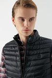Black Stand Collar Padded Slim Fit Puffer Vest 1009235153