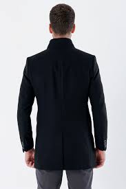 Plain Quilted-Lined Slim Fit Classic Long Coat 1008235171