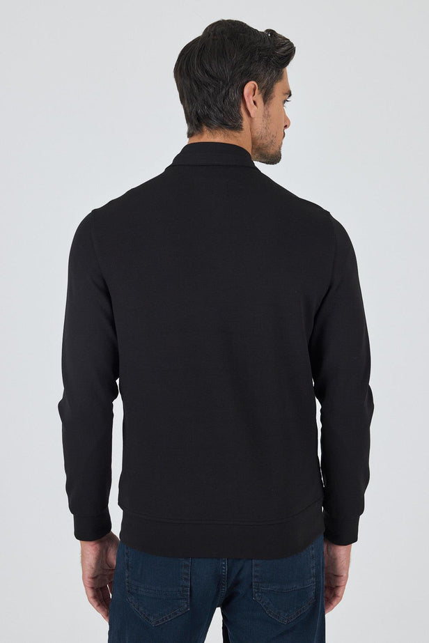 Black Suprem Stand Collar Unlined Slim Fit Coat 1007250114